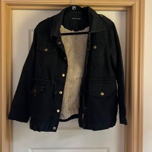 Brandy Melville black cotton coat with Sherpa lining